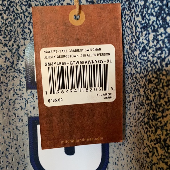 Allen Iverson Georgetown Gradient Mitchell & Ness Swingman Jersey | Size XL & 2X - Picture 8 of 9